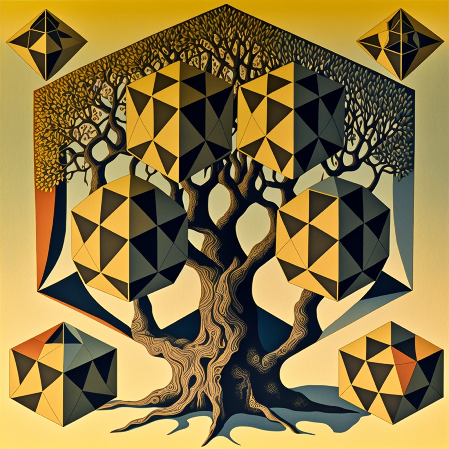 A tree whose fruits are platonic solids